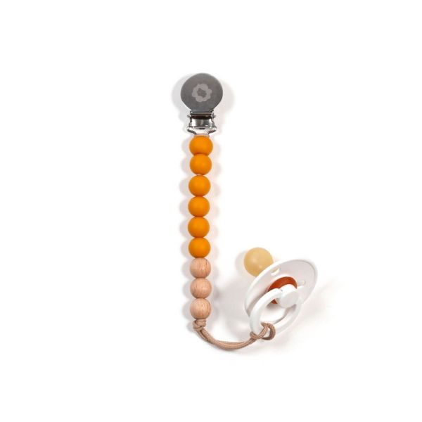 Image Wood & silicone pacifier clip (stainless steel clip) -Dijon*